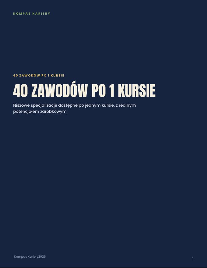 Strona tytułowa e-booka „40 zawodów po 1 kursie”